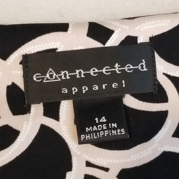 Connected Apparel Geometric Circles Print Dress 3/4 Sleeves, Size 14 - Picture 3 of 8